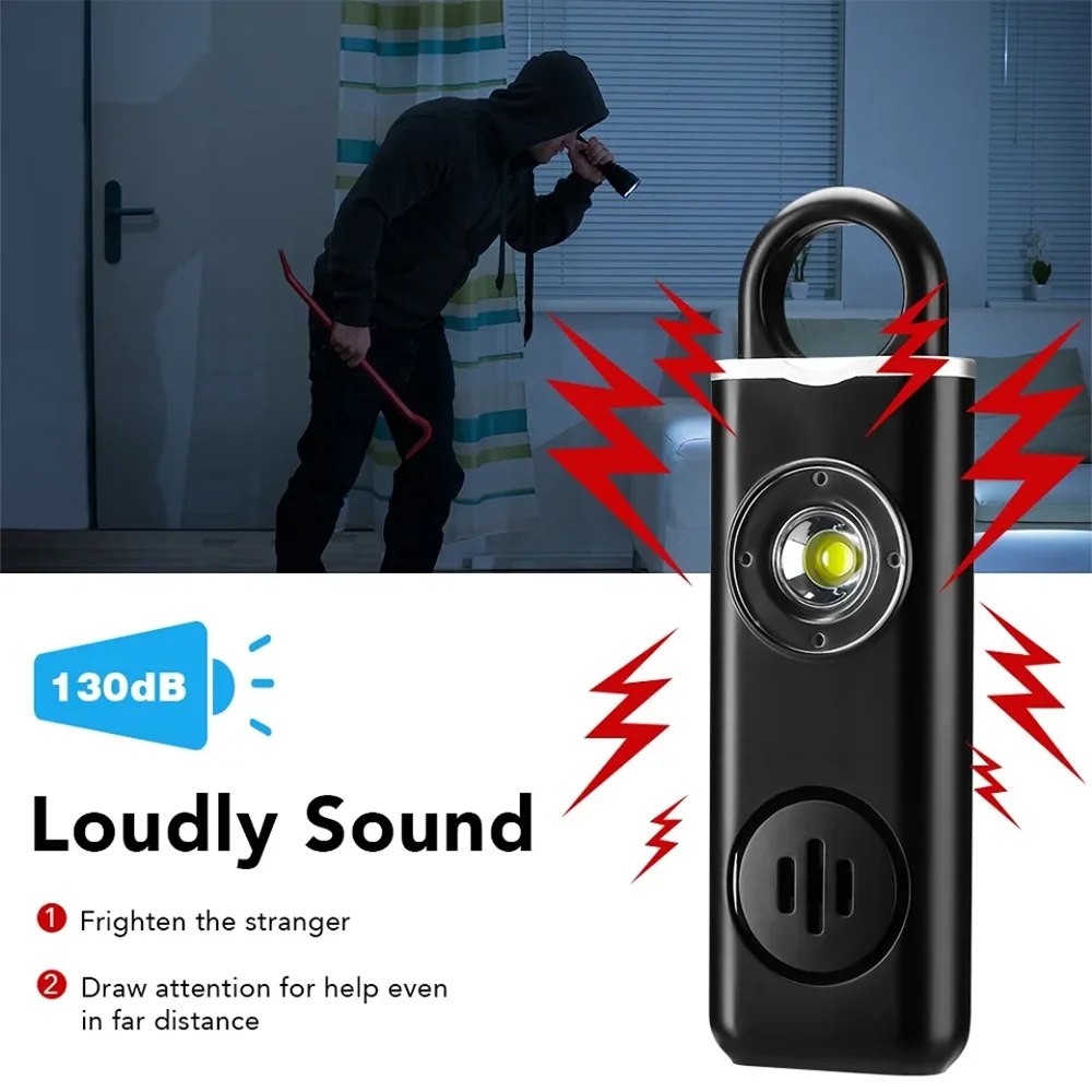 SafeSound Guardian: 130dB Personal Self Defense Alarm with LED Light